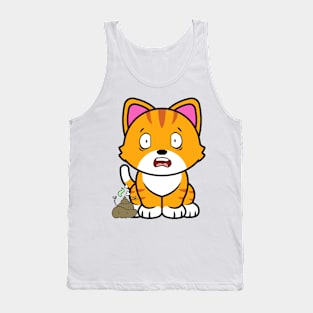 Funny orange cat smells stinky poo poo Tank Top